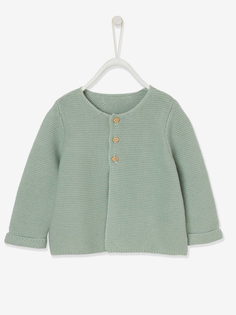 gilet bebe naissance en tricot point mousse