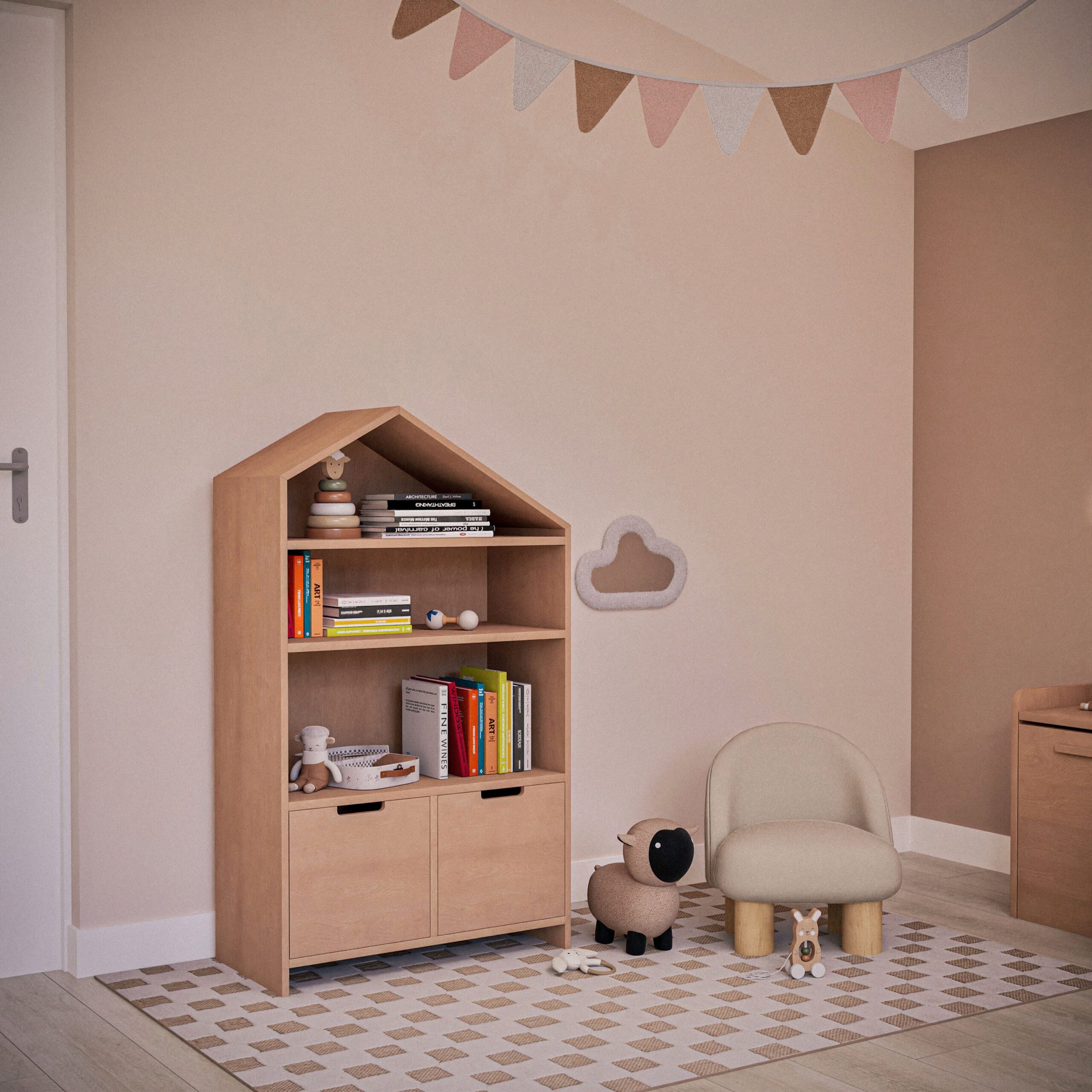 bibliotheque enfant maison niche