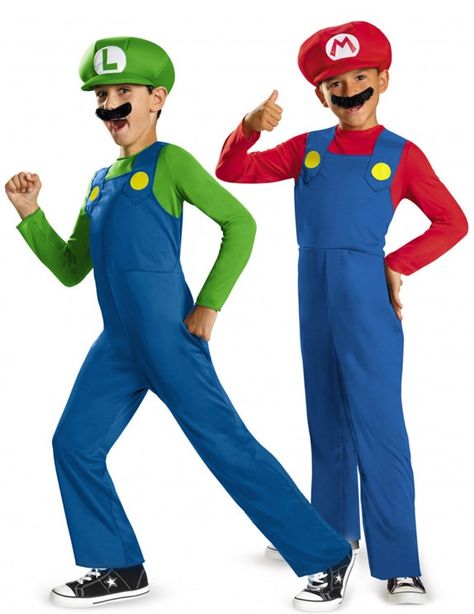 deguisement duo enfant fratrie mario luigi