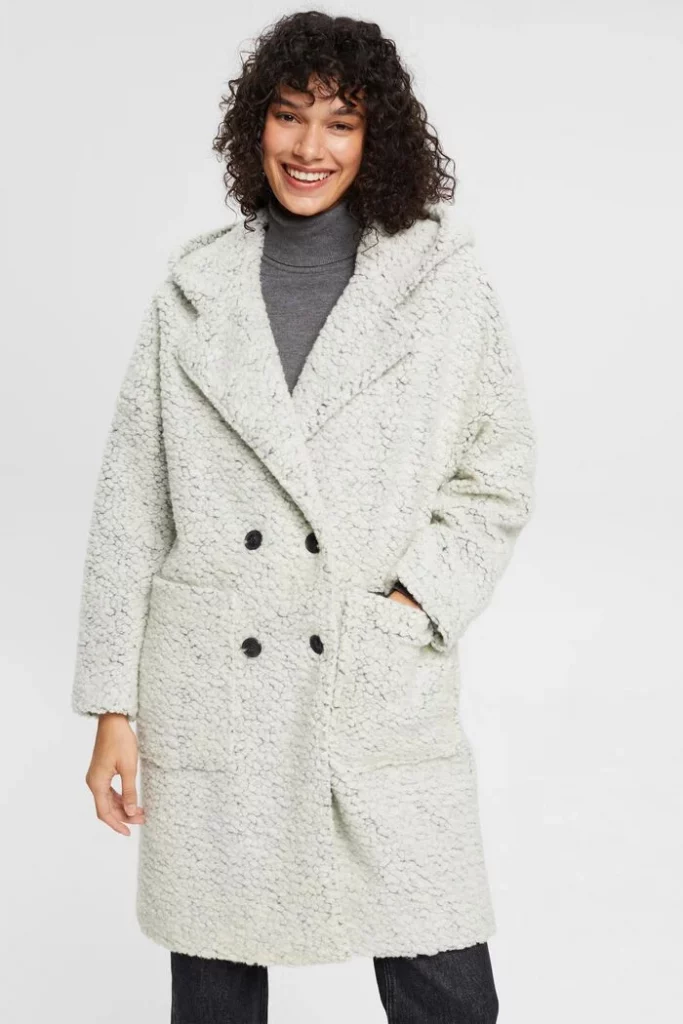 manteau imitation peau lainée femme pas cher