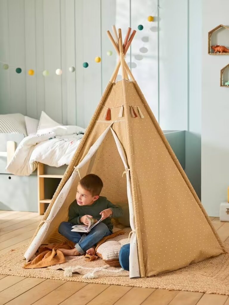 tipi reversible geronimo en tissu et bois fsc