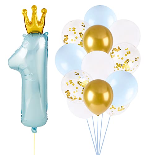 15PCS Ballons Anniversaire 1 An Décoration Fête 1er Ballon Numéro 1 Bleu et Ballons Colorés pour Fête Anniversaire Party Fourniture Anniversaire Décoration Accessoires Cadeau pour Enfant Garçon