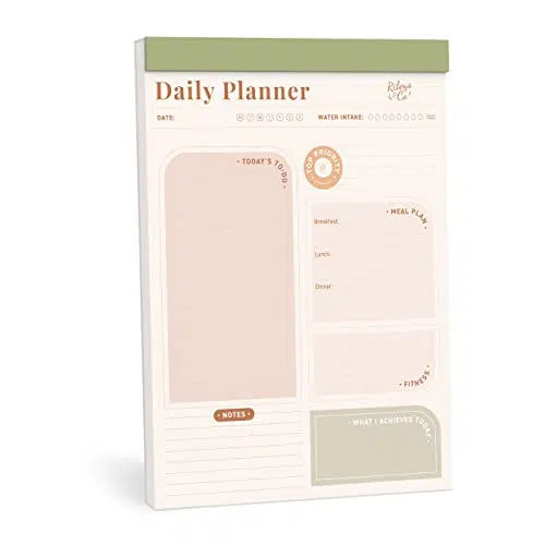 Rileys & Co - Agenda semainier pour liste de choses à faire - Planificateur de menus non-daté - Agenda journalier - To do list carnet avec feuilles détachables - 50 pages - 21,6 x 27,9 cm