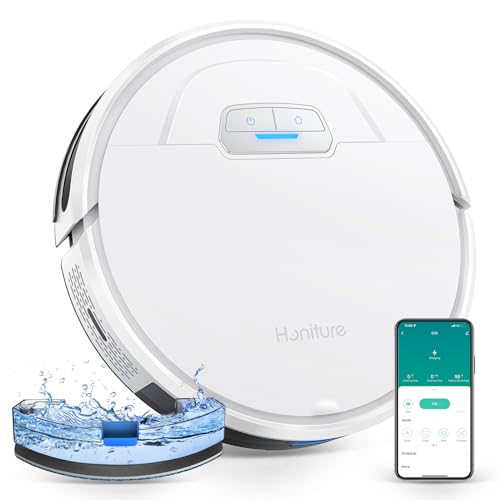 HONITURE Robot Aspirateur Laveur Poils Animaux, G20 Aspirateur Robot 3 en 1, 4000PA, Alexa/WiFi/APP, Idéal pour Tapis Sols Durs, Ultra-Mince Silencieux