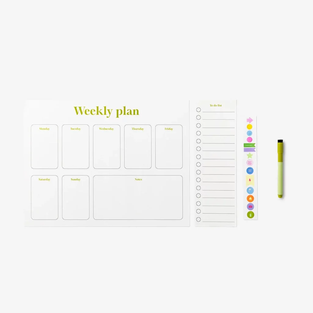 sticky planner pad with stickers and marker english office flying tiger copenhagen