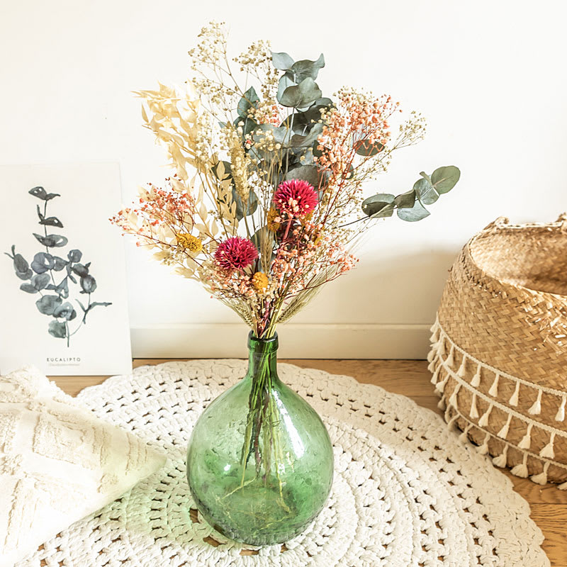 bouquet de fleurs sechees pour dame jeanne chardons roses